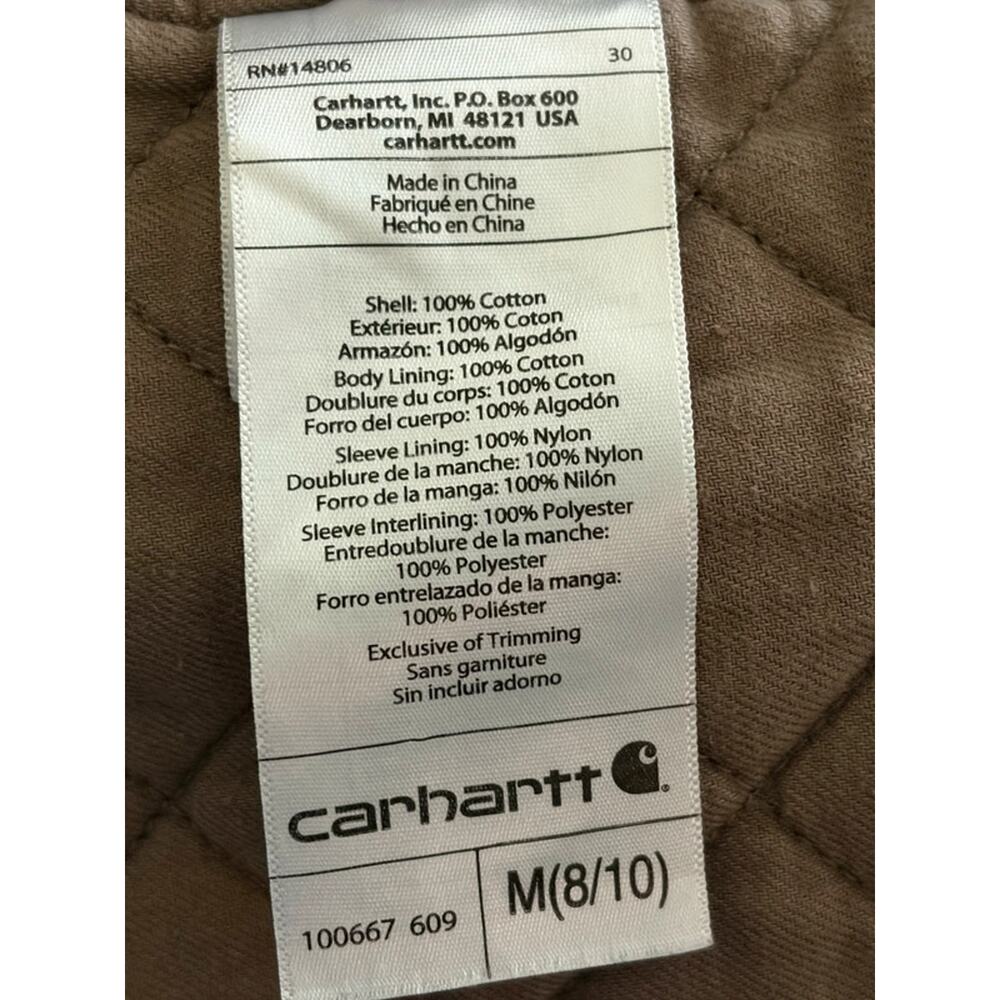 Carhartt M 8/10 Women’s Quilt Lined Canvas Hood Jacket Red Utility Coat - Picture 9 of 11